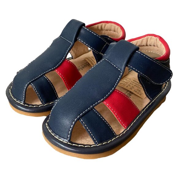 NEW ⭐️ Squeaky Navy/Red Fisherman Sandal - Multiple Toddler Sizes - Picture 1 of 4
